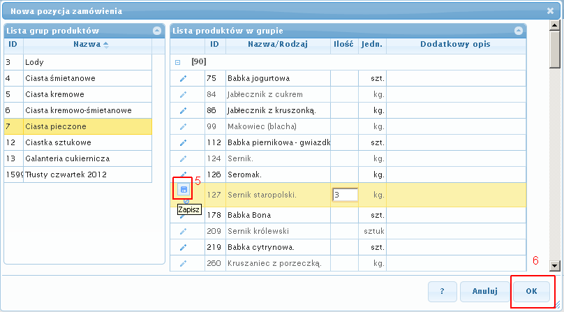 Jak dodawać pozycję do zamówienia - krok 1